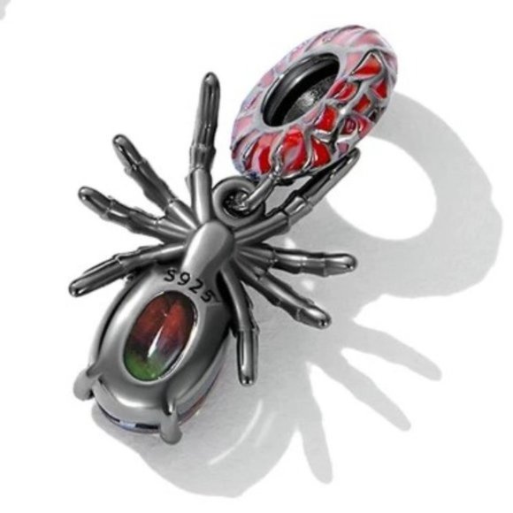 Sterling Silver with Black Plated Gold Black Widow Charm - Picture 3 of 7